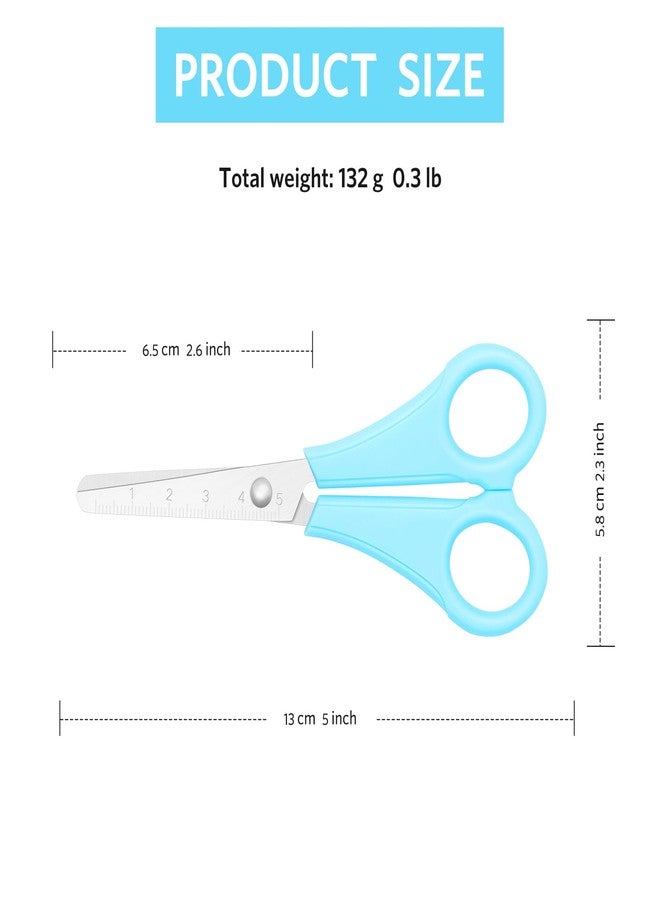 Asdirne Kid Scissors, Blunt Tip Safety for Child, Preschooler，Toddlers, Stainless Steel Blades with Centimetre Scale, More Accurate Cutting, Set of 6 - Image 3